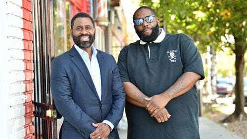 October 6, 2020 Atlanta - Portrait of Killer Mike, right, and Ryan Glover outside The Swag Shop in Atlanta on Tuesday, October 6, 2020. (Hyosub Shin / Hyosub.Shin@ajc.com)