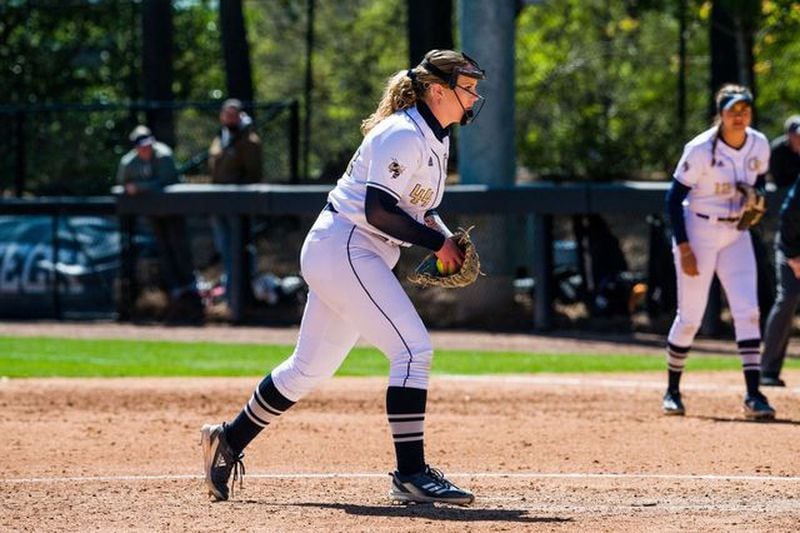 Georgia Tech Lady Jackets right-handed pitcher Chandler Dennis has competed while battling hearing loss since her junior year of high school. She now has a cochlear implant to help with her impaired hearing. Courtesy of Georgia Tech Athletic Association.