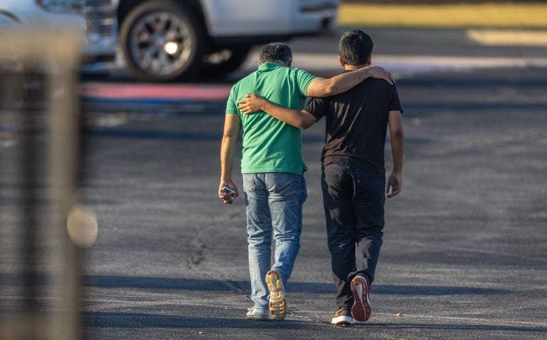 Apalachee High School students returned to the Barrow County campus for the first time Monday, Sept. 23, 2024 after police say a 14-year-old student shot and killed four people at the school on Sept. 4. Barrow County Sheriff Jud Smith called the return “a huge step for us healing” in a briefing with reporters ahead of an open house for students. (John Spink/AJC)