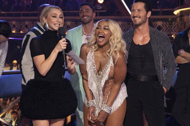 Host Julianne Hough, with Phaedra Parks and Val Chmerkovskiy on the opening night of season 33 of "Dancing With the Stars" on Sept. 17. ABC