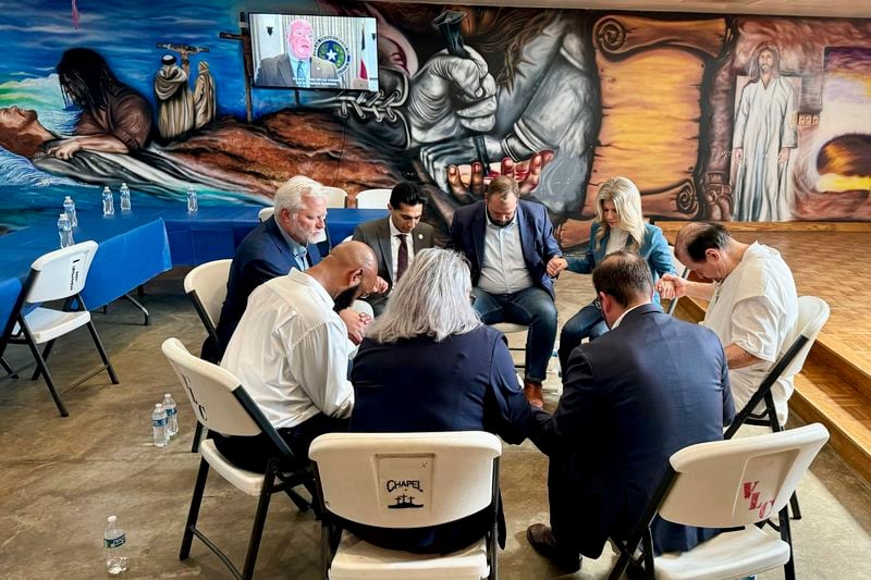 Texas lawmakers meet with Robert Roberson at a prison in Livingston, Texas, on Friday, Sept. 27, 2024. Roberson was scheduled for execution in October after being convicted in the death of his infant daughter. (AP Photo/Criminal Justice Reform Caucus)