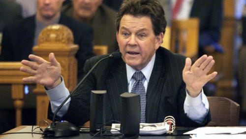 Arthur Laffer, the former Reagan Administration economist who advised Gov. Sam Brownback on his tax plan, testifies before the Kansas House Tax committee at the statehouse, Thursday, Jan. 19, 2012 in Topeka, Kan .(AP Photo/Topeka Capital-Journal, Thad Allton) This man has a used cocktail napkin that he'd like to sell you: Arthur Laffer testifies in 2012 to the Kansas Legislature about the economic marvels that his plan was going to produce. (AP)