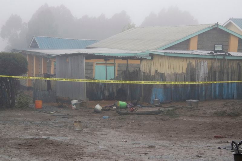 Part of a dormitory is seen following a fire at the Hillside Endarasha Primary in Nyeri, Kenya Friday, Sept. 6, 2024. A fire in a school dormitory in Kenya has killed several students and seriously burned others. (AP Photo)