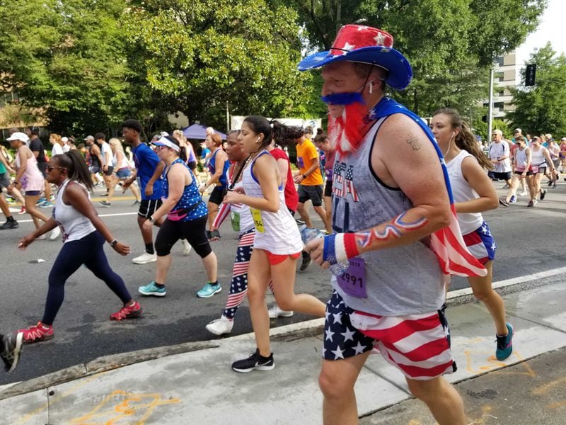 File photo of one participant seemed to be inspired by "Old Town Road" and the American flag, with his urban cowboy look.