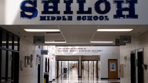 The empty halls of Shiloh Middle School in Snellville as seen in June 2020. Ben@BenGray.com for the Atlanta Journal-Constitution