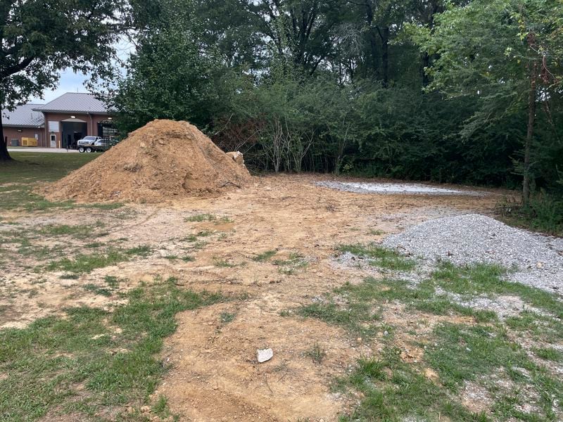 This photo shows a site behind a fire station on Wednesday, Sept. 11, 2024, in Grenada, Miss., where a Confederate monument is to be relocated after it was removed from the courthouse square downtown. (AP Photo/Emily Wagster Pettus)