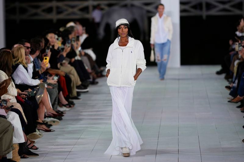 Naomi Campbell walks the runway during the Ralph Lauren Spring/Summer 2025 fashion show as part of New York Fashion Week on Thursday, Sept. 5, 2024, at Khalily Stables in Bridgehampton, N.Y. (Photo by Charles Sykes/Invision/AP)