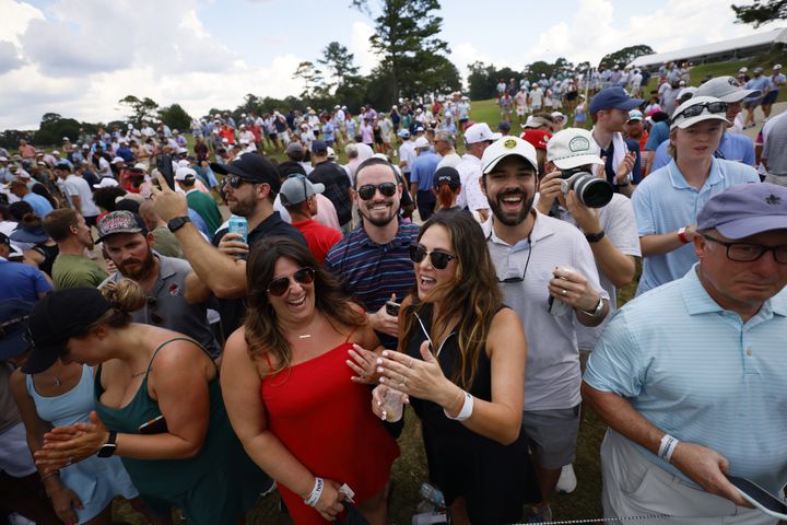 Fans were seen enjoying themselves during the final round of the Tour Championship at East Lake Golf Club on Sunday, Sept. 1, 2024, in Atlanta.

(Miguel Martinez / AJC)