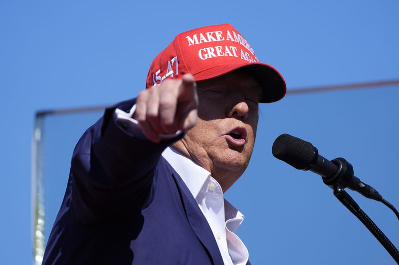 Republican presidential nominee former President Donald Trump speaks during a campaign event at Central Wisconsin Airport, Saturday, Sept. 7, 2024, in Mosinee, Wis. (AP Photo/Alex Brandon)