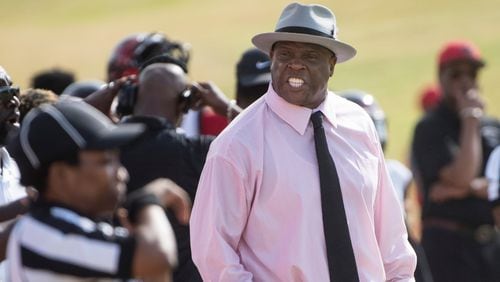 Clark Atlanta head coach Kevin Ramsey  during a college football game on Saturday, Nov. 4, 2017, in Atlanta. (John Amis)