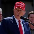 Former President Donald Trump speaks on Monday in Valdosta, where he surveyed damage by Hurricane Helene.