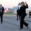 Democratic presidential nominee Vice President Kamala Harris arrives at LaGuardia Airport, Monday Oct. 7, 2024, in New York. (AP Photo/Jacquelyn Martin)