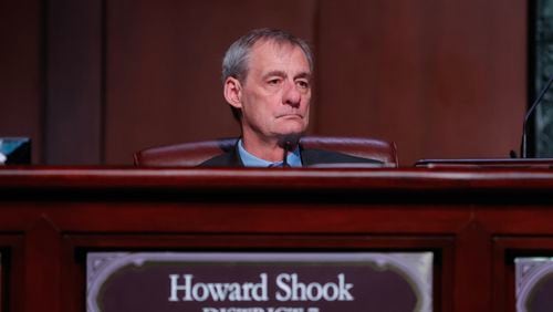 Council member Howard Shook shown during a city council meeting on Monday April 17, 2023. (Natrice Miller/natrice.miller@ajc.com)