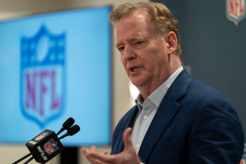 NFL Commissioner Roger Goodell responds to questions during a news conference after the football league's owners spring meetings Wednesday, May 22, 2024, in Nashville, Tenn. (AP Photo/George Walker IV)