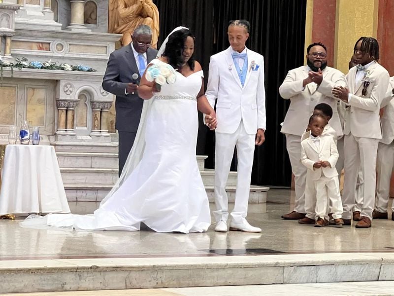 Patrice and Kendrick Eubanks said “I do” at Sacred Heart Cultural Center on Oct. 5, 2024. (Photo Courtesy of Charmain Z. Brackett/Augusta Good News)