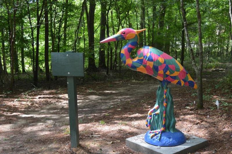 Young artists in the community provided designs for the heron statues, which were painted by professional artists at the Sketching Pad in Olde Town Conyers. (Photo Courtesy of Alice Queen)