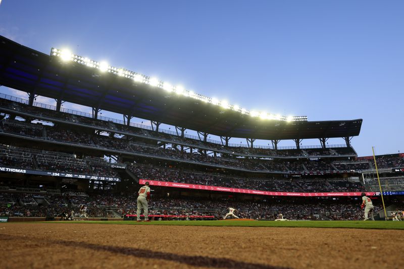 Atlanta Braves starting pitcher Spencer Schwellenbach (56) delivers to a Washington Nationals batter during the fifth inning at Truist Park, Wednesday, May 29, 2024, in Atlanta. (Jason Getz / AJC)
