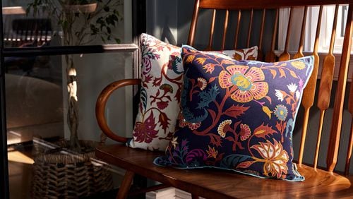 Fairhaven Circle offers cushy pillows inspired by the colors and textures of India. / Courtesy of Ann Packwood