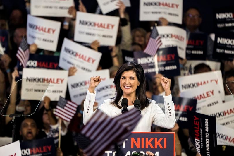 Former U.N. Ambassador Nikki Haley, once the governor of South Carolina, lags behind top-tier Republicans in most of the state's polls, though her supporters proudly point to her resilience and network of deep-pocketed donors. “When you underestimate Nikki Haley,” said Katon Dawson, a former South Carolina GOP chair, “you’re making a mistake.” (Haiyun Jiang/The New York Times)