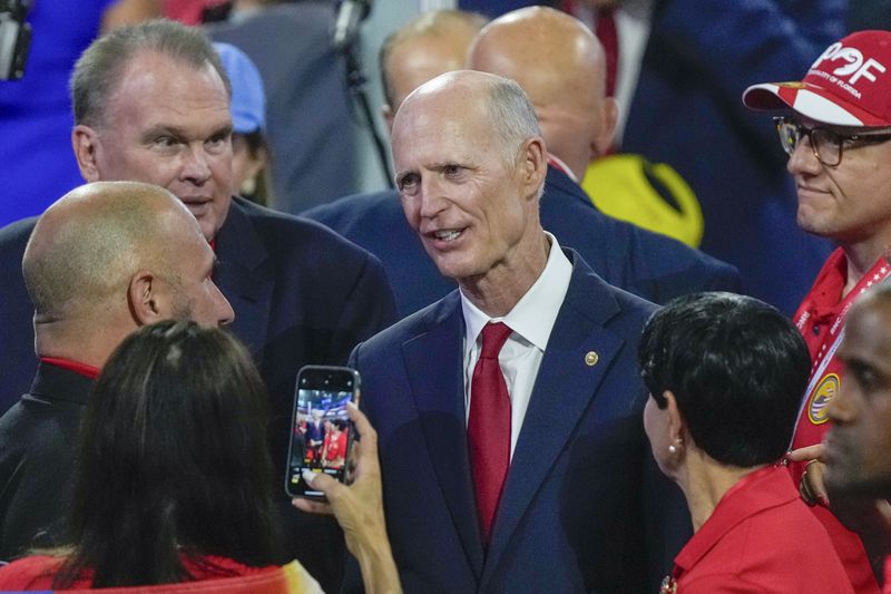 FILE - Sen. Rick Scott, R-Fla., is seen during the Republican National Convention, July 16, 2024, in Milwaukee. (AP Photo/Matt Rourke, File)