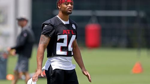 060922 Flowery Branch: Atlanta Falcons defensive back A.J. Terrell is shown during OTA at the Atlanta Falcons Training Facility Thursday, June 9, 2022, in Flowery Branch, Ga. (Jason Getz / Jason.Getz@ajc.com)