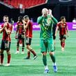 Atlanta United players wave to fans in the stands following an MLS soccer match against CF Montreal on Wednesday, Oct. 2, 2024. (Miguel Martinez/Atlanta Journal-Constitution via AP)