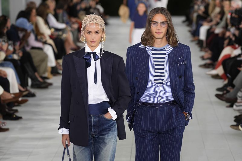 Models walks the runway during the Ralph Lauren Spring/Summer 2025 fashion show as part of New York Fashion Week on Thursday, Sept. 5, 2024, at Khalily Stables in Bridgehampton, N.Y. (Photo by Charles Sykes/Invision/AP)