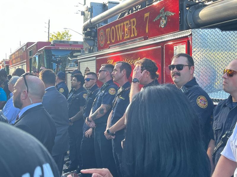 Firefighters were among those in attendance at the vigil in Jacksonville on Sunday evening. 