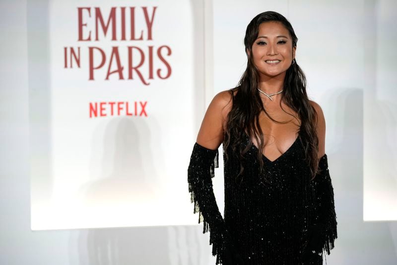 Actress Ashley Park arrives at the premiere of "Emily in Paris", in Rome, Tuesday, Sept. 10, 2024. (AP Photo/Andrew Medichini)