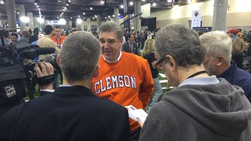 D-Rad at Media Day. I'm in there, too. (Chip Towers/AJC photo)