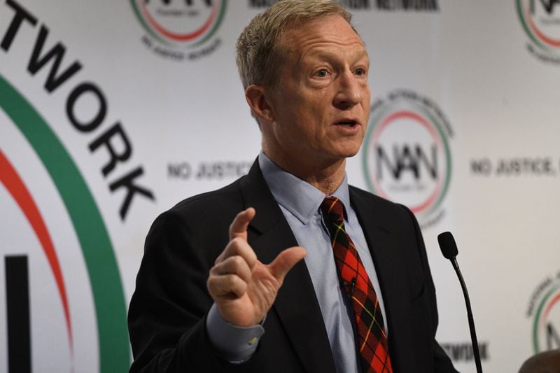 111419 ATLANTAâ  Tom Steyer speaks to the crowd at Paschalâs Restaurant during National Action Networkâs (NAN) Southeast Regional Conference in Atlanta, Ga Thursday, Nov 22, 2019. 
PHOTO BY ELISSA BENZIE