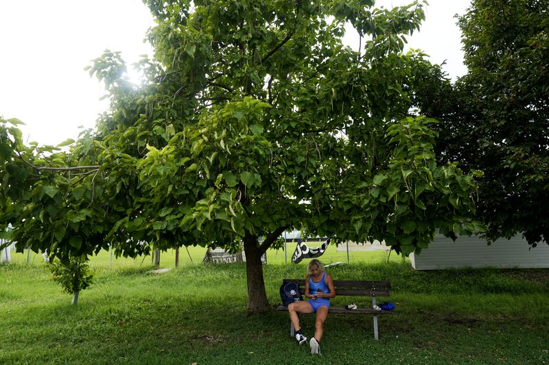 Italy's Valentina Petrillo prepares to train in Pieve di Cento, near Bologna, Italy, Monday, Aug. 19, 2024. Valentina Petrillo is set to become the first transgender woman to compete at the Paralympic Games at the end of this month in Paris. (AP Photo/Antonio Calanni)