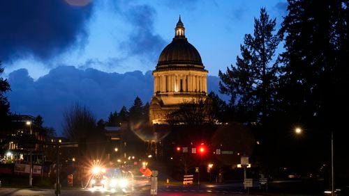 FILE - The Washington state Capitol building is pictured, Tuesday, Jan. 9, 2024, in Olympia, Wash. King County Superior Court Judge Michael Scott on Friday, June 21, 2024, has paused parts of a new Washington state parental rights law derided by critics as a “forced outing” measure. (AP Photo/Lindsey Wasson, File)