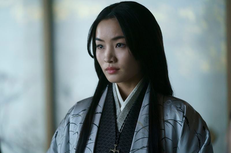 This image released by FX shows Anna Sawai as Toda Mariko in a scene from "Shogun." (Katie Yu/FX via AP)