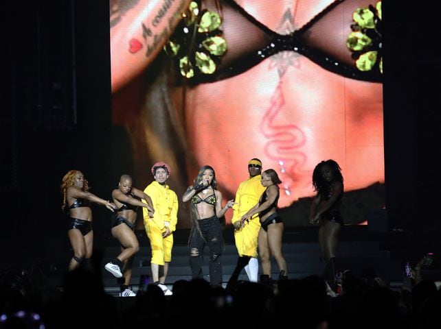 GloRilla opened for Megan Thee Stallion at State Farm Arena on Sunday, June 2, 2024 on her Hot Girl Summer Tour. Due to broken water lines in Downtown Atlanta, this first of two shows was originally scheduled for Friday night.
Robb Cohen for the Atlanta Journal-Constitution
Robb Cohen for the Atlanta Journal-Constitution