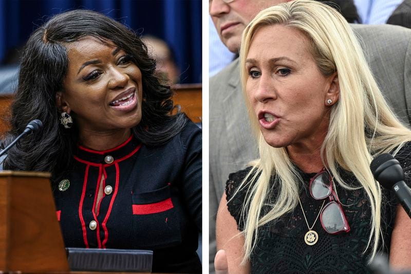 U.S. Reps. Jasmine Crockett (left), D-Texas, and Marjorie Taylor Greene (right), R-Ga., continue to exchange barbs on the House Oversight Committee.