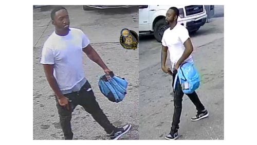 DeKalb County police released photos of a man suspected of shooting two people at a Shell gas station on Glenwood Road.