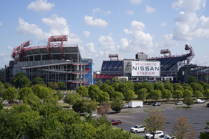 FILE - Nissan Stadium is shown, July 11, 2022, in Nashville, Tenn. (AP Photo/Mark Humphrey, File)