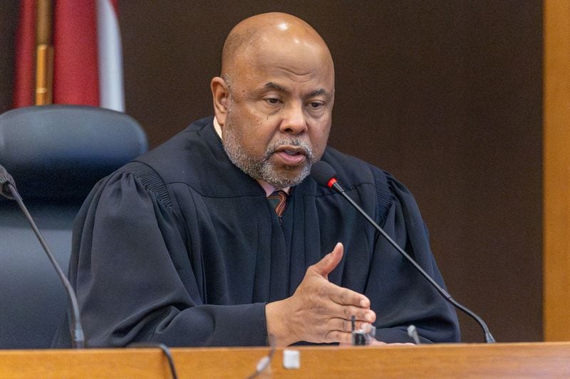 Chief Judge Ural Glanville talks to the court after he put the YSL trial on hold until next year after one of the defendants was stabbed over the weekend at the Fulton County Jail. (Steve Schaefer/steve.schaefer@ajc.com)