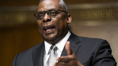 Retired U.S. Army Gen. Lloyd Austin testifies before the U.S. Senate Armed Services Committee during his confirmation hearing to be the next secretary of defense on Jan. 19, 2021, in Washington, D.C. President Joe Biden learned of Austin’s hospitalization the week of Jan. 1, several days after the fact, and received no advance notice from Pentagon officials, people familiar with the matter said. (Jim Lo Scalzo/Pool/Getty Images/TNS)