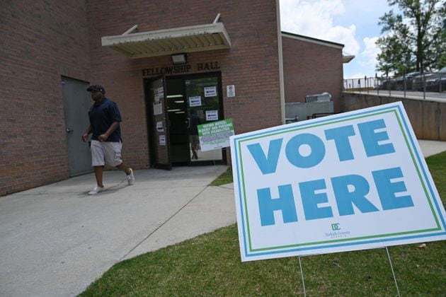 DeKlab County resident Allen Gordon leaves after voting on   Georgia's primary runoff election at Berean Christian Church on Tuesday, June18, 2024 in Stone Mountain. Voters are finalizing candidates Tuesday in runoff elections for some of Georgia’s tightest races, deciding on candidates for Congress, the General Assembly and county offices. (Hyosub Shin / AJC)