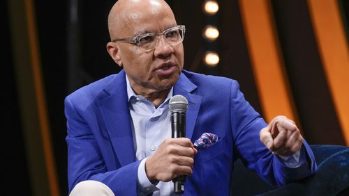 FILE - Darren Walker, president of the Ford Foundation, participates in the Global Citizen NOW conference in New York, April 28, 2023. The foundation announced Monday, July 22, 2024, that Walker, who has led the foundation since 2013, will step down from his role by the end of 2025. (AP Photo/Seth Wenig, File)