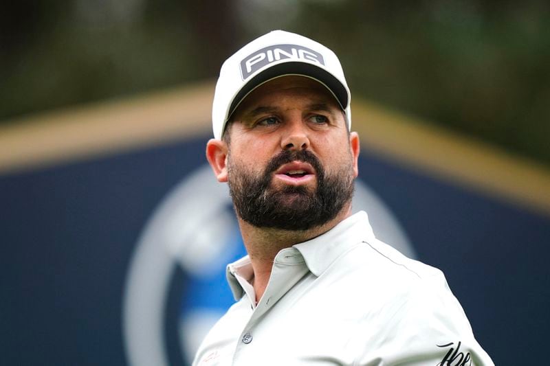 England's Matthew Baldwin looks on during day two of the 2024 BMW PGA Championship at Wentworth Golf Club in Virginia Water, England, Friday, Sept. 20, 2024. (Zac Goodwin/PA via AP)