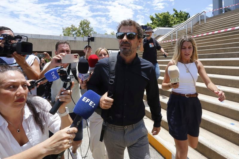 Spanish actor Rodolfo Sancho, father of Daniel Sancho Bronchalo, leaves from Koh Samui provincial court in Surat Thani, southern Thailand, Thursday, Aug. 29, 2024. A court in Thailand has found Daniel Sancho Bronchalo, a member of a famous Spanish acting family, guilty of premeditated murder and sentenced him to life in prison, in a lurid case that involved the victim being dismembered. (AP Photo/Thanapat Cherajin)