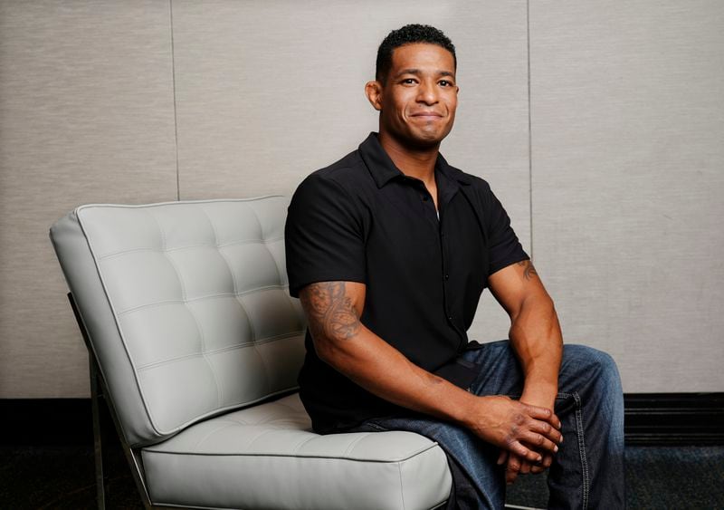 Anthony Robles, the subject of the film "Unstoppable," poses for a portrait to promote the film during the Toronto International Film Festival, Friday, Sept. 6, 2024, in Toronto. (AP Photo/Chris Pizzello)