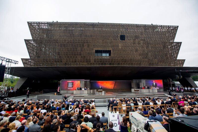 President Obama speaks at the opening of the Smithsonian's National Museum of African American History and Culture in Washington, D.C., on Sept. 24. The opening ceremonies of the 400,000-square-foot museum attracted thousands.