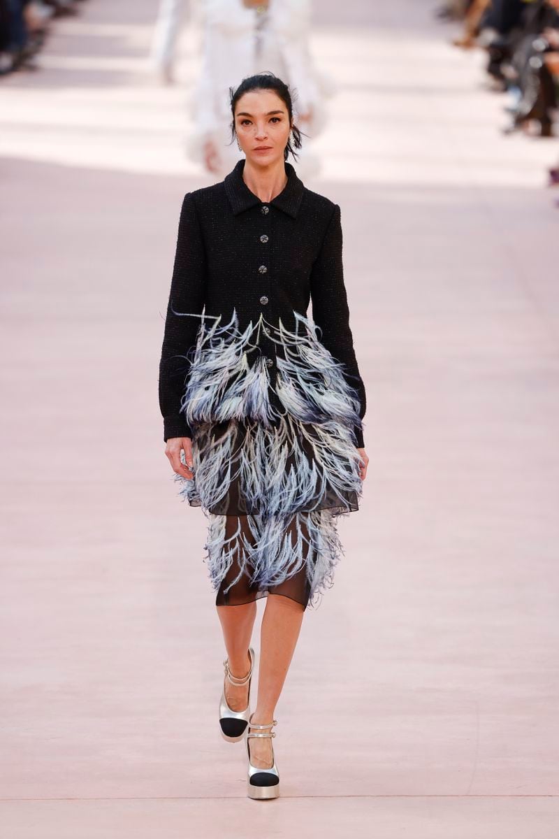 A model wears a creation as part of the Chanel Spring/Summer 2025 collection presented Tuesday, Oct. 1, 2024, in Paris. (Photo by Vianney Le Caer/Invision/AP)