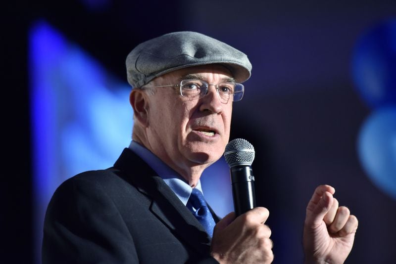 November 8, 2016 Atlanta - Candidate for United States Senator Jim Barksdale speaks during the Democratic Party of Georgia Election Night Party at the Hyatt Regency Atlanta on Tuesday, November 8, 2016. HYOSUB SHIN / HSHIN@AJC.COM