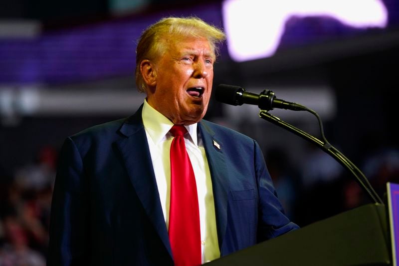 Republican presidential candidate former President Donald Trump speaks at a campaign rally, Saturday, June 22, 2024, at Temple University in Philadelphia. (AP Photo/Chris Szagola)