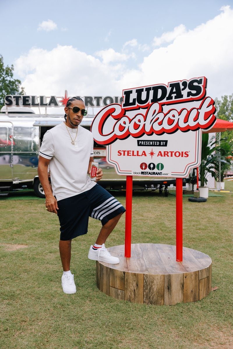 Ludacris poses in front of his event, Luda's Cookout, in partnership with Atlanta Black Restaurant Week, on August 14, 2024.